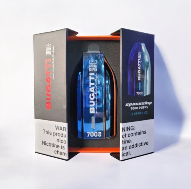 Aroma King Bugatti 7000 Blue Raz Ice - Maliny z mentolem
